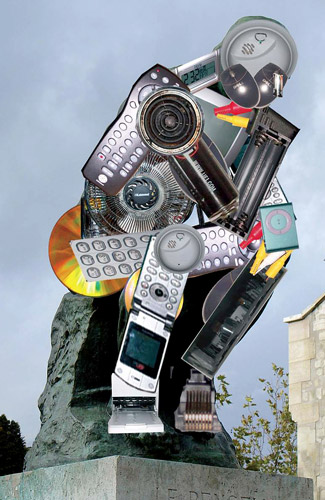 Computer art and art history Photoshop assignment of The Thinker.