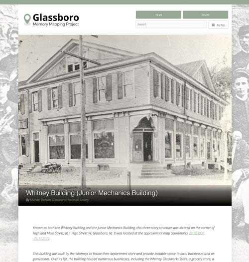 Glassboro Memory Mapping website